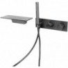 Gun Grey Thermostat-Wannenarmatur-Duschset mit Wasserfall