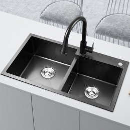 Schwarzes Doppelspülbecken...